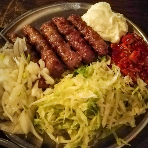 Plate of cevapi eaten in Belgrade