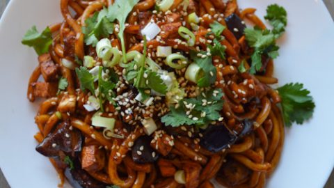 Udon Noodles with Miso Roasted Eggplant (Yaki Udon) » Travel Cook