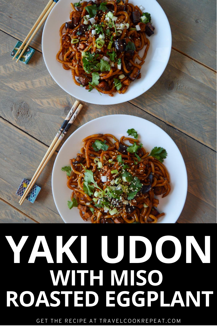 Udon Noodles with Miso Roasted Eggplant (Yaki Udon)