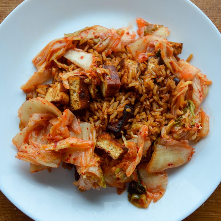 Gochujang fried rice with kimchi and tofu - the fastest dinner