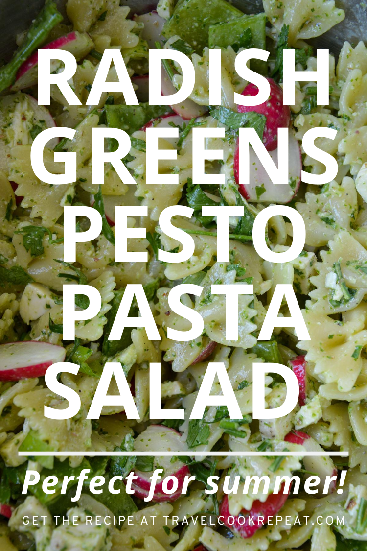 Radish Greens Pesto Pasta Salad
