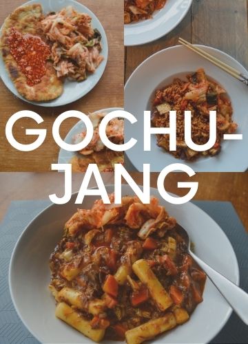 3 pictures of recipes with gochujang; text overlay: gochujang