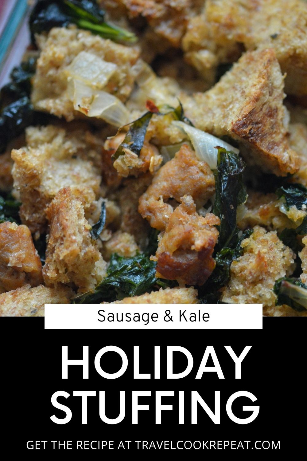 Holiday Sausage Stuffing (or Dressing) with Kale